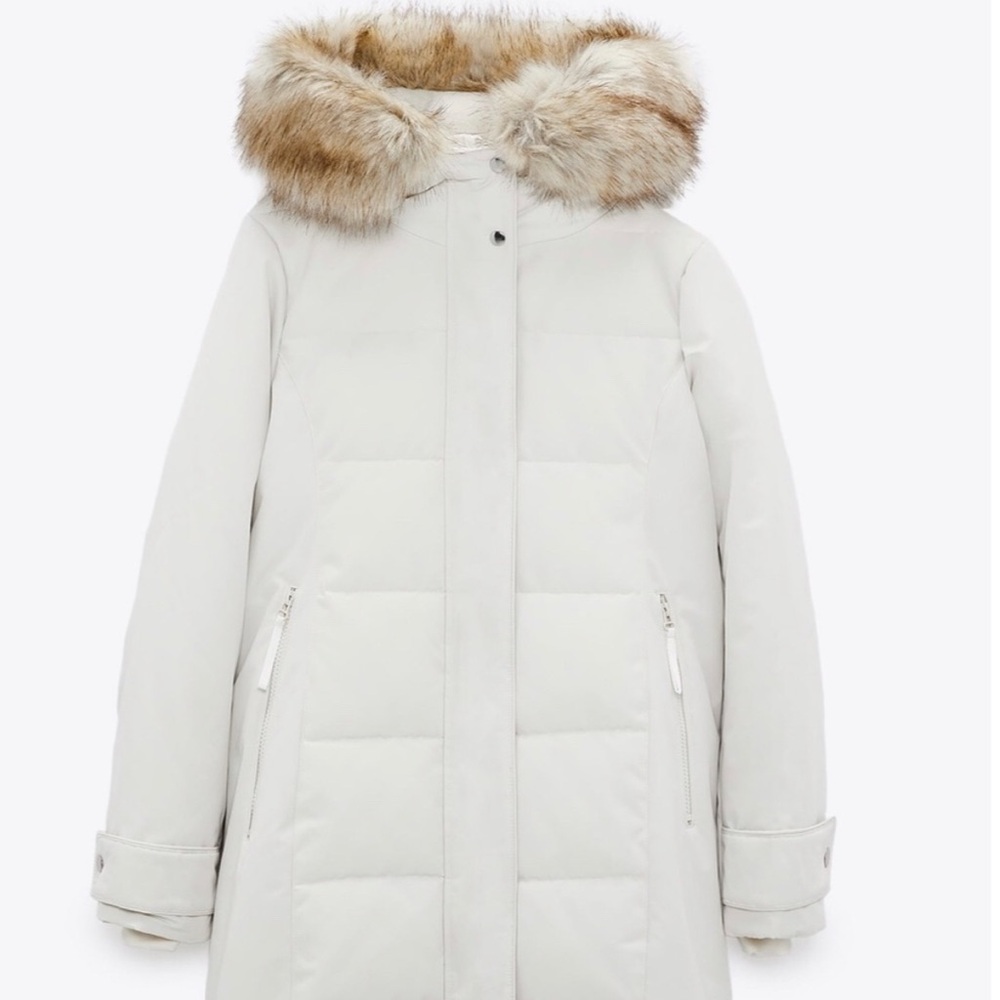 Zara Fur-Trimmed Long Winter Parka - Picture 3 of 12